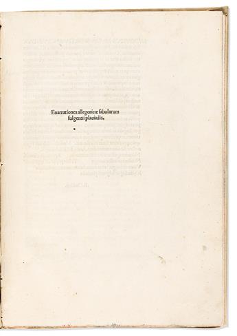 Fulgentius Placiades, Fabius (fl. 5-6th century CE) Enarrationes Allegoricae Fabularum.